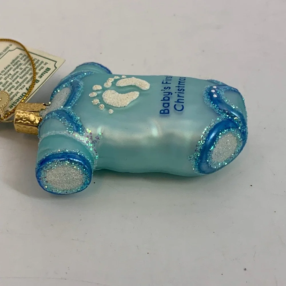 Old World Christmas Blue Baby's‎ First Christmas Onesie Ornament